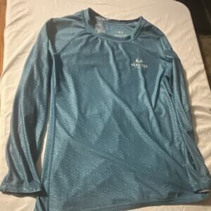 Realtree Reversible Fishing Men's 2XL Blue Long Sleeve Crew Neck Polyester Tee